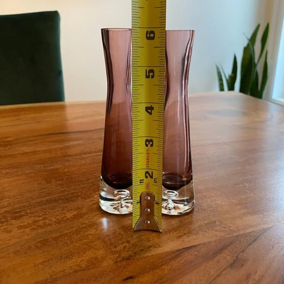 Gorgeous Krosno Poland Ameythest Art Glass Purple Vase with Clear Blown Bubble - Picture 14 of 16